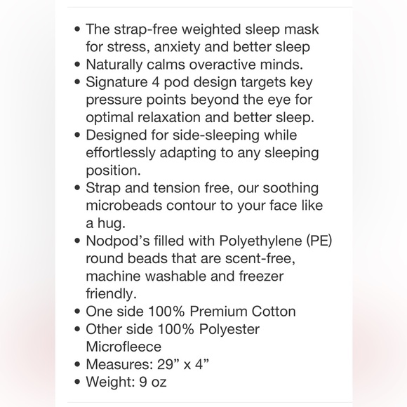 NODPOD NWT weighted blanket for your eyes sleep mask -elephant gray - Picture 8 of 10